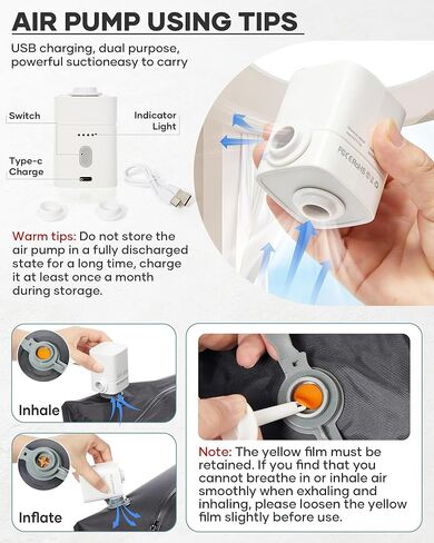 حقيبة ظهر WONHOX بختم فراغ للسفر مع مضخة هواء مضغوطة، حقيبة شخصية لحملها على متن الطائرة، حقيبة نهارية معتمدة للكمبيوتر المحمول، تخزين حقائب الكمبيوتر المحمول مع نظام تفريغ الهواء، حقيبة سفر للنساء والرجال باللون الأزرق in Kuwait