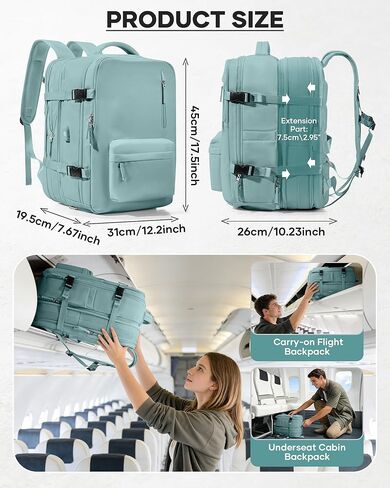حقيبة ظهر WONHOX بختم فراغ للسفر مع مضخة هواء مضغوطة، حقيبة شخصية لحملها على متن الطائرة، حقيبة نهارية معتمدة للكمبيوتر المحمول، تخزين حقائب الكمبيوتر المحمول مع نظام تفريغ الهواء، حقيبة سفر للنساء والرجال باللون الأزرق in Kuwait
