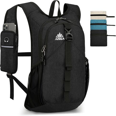 Folding Hiking Backpack with Phone Pocket for Men Women, Small Ultralight Packable Casual Daypack with Shoulder Chest Straps for Travel, 15L Foldable Lightweight Day Pack, Beige in Kuwait