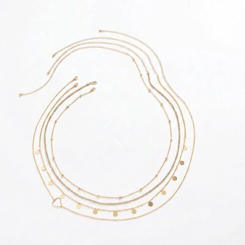 Layered Gold Waist Chain for Women Bohemian Body Jewelry with Rhinestone Accents and Coin Charms Detail in Saudi Arabia