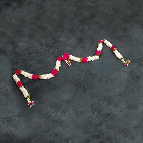 Toran Bandanwaar Acrylic Flower Garland for Wall Door Hanging Home Temple Festival Wedding Function Party Decoration Décor and Gifting (White and Pink) in Saudi Arabia