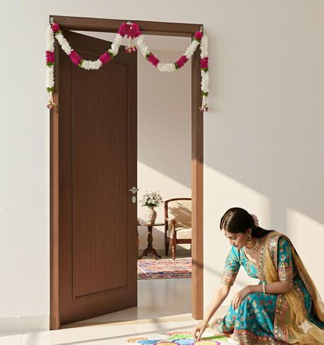Toran Bandanwaar Acrylic Flower Garland for Wall Door Hanging Home Temple Festival Wedding Function Party Decoration Décor and Gifting (White and Pink) in Saudi Arabia