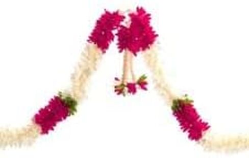 Toran Bandanwaar Acrylic Flower Garland for Wall Door Hanging Home Temple Festival Wedding Function Party Decoration Décor and Gifting (White and Pink) in Saudi Arabia