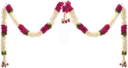 Toran Bandanwaar Acrylic Flower Garland for Wall Door Hanging Home Temple Festival Wedding Function Party Decoration Décor and Gifting (White and Pink) in Saudi Arabia