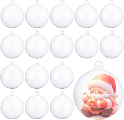 25 Pack Clear Plastic Fillable Ornament Balls 100mm/4 Inch Transparent Christmas Decoration, Bath Bomb Mold Shells, DIY Craft Balls for Christmas, Wedding, Party Home Decor in Saudi Arabia