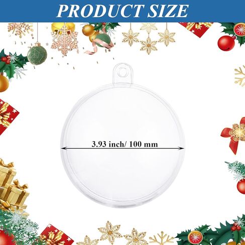 25 Pack Clear Plastic Fillable Ornament Balls 100mm/4 Inch Transparent Christmas Decoration, Bath Bomb Mold Shells, DIY Craft Balls for Christmas, Wedding, Party Home Decor in Saudi Arabia