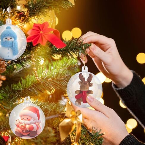 25 Pack Clear Plastic Fillable Ornament Balls 100mm/4 Inch Transparent Christmas Decoration, Bath Bomb Mold Shells, DIY Craft Balls for Christmas, Wedding, Party Home Decor in Saudi Arabia