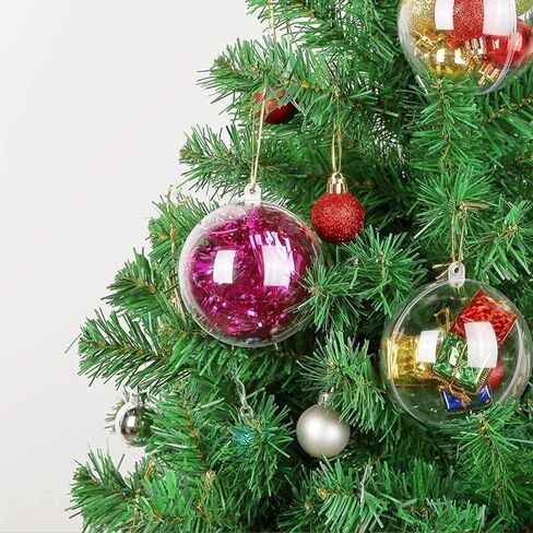 25 Pack Clear Plastic Fillable Ornament Balls 100mm/4 Inch Transparent Christmas Decoration, Bath Bomb Mold Shells, DIY Craft Balls for Christmas, Wedding, Party Home Decor in Saudi Arabia