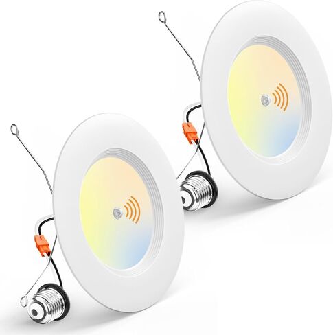 Amico 5/6 inch Motion Sensor Recessed Light, 12.5W=100W, 950LM, 2700K/3000K/4000K/5000K/6000K Selectable, LED Retrofit Can Lights, IC Rated - ETL & FCC, White in Saudi Arabia