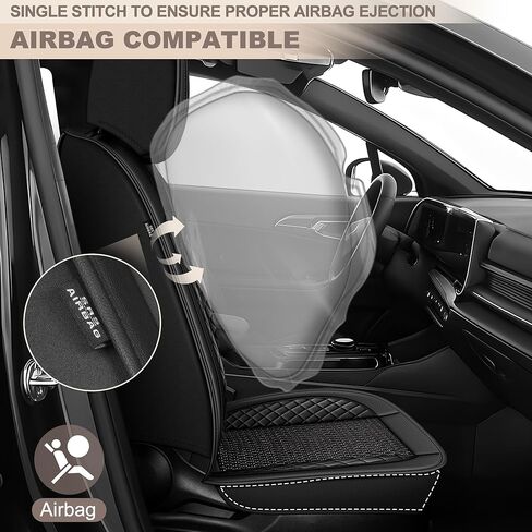 TTX LIGHTING for Jeep Grand Cherokee 2005-2026 Car Seat Covers, Breathable Ice Silk & Leather Seat Protector, Cool & Anti-Sweat for Long Driving, Airbag Compatible, 2 Front Seats (Black) in Kuwait