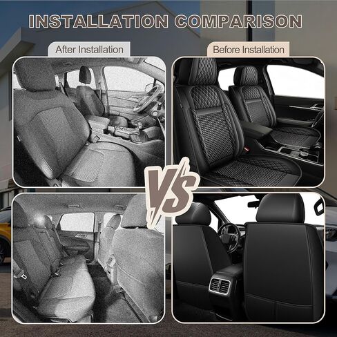 TTX LIGHTING for Jeep Grand Cherokee 2005-2026 Car Seat Covers, Breathable Ice Silk & Leather Seat Protector, Cool & Anti-Sweat for Long Driving, Airbag Compatible, 2 Front Seats (Black) in Kuwait