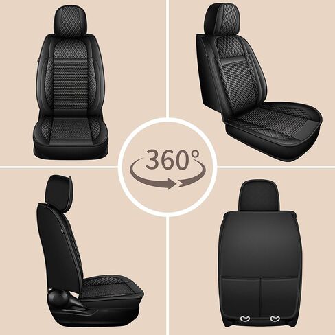 TTX LIGHTING for Jeep Grand Cherokee 2005-2026 Car Seat Covers, Breathable Ice Silk & Leather Seat Protector, Cool & Anti-Sweat for Long Driving, Airbag Compatible, 2 Front Seats (Black) in Kuwait