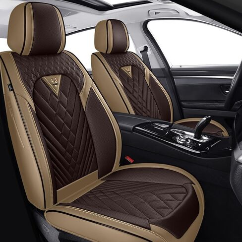 Car Seat Covers Full Set for Hyundai Elantra 2001-2026, Waterproof Nappa Leather Car Seat Cover with Memory Foam, Full Coverage&360° Protection Car Seat Covers Sets (5 Seat,Brown&Beige) in Kuwait