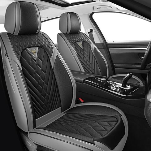 مجموعة أغطية مقاعد السيارة الكاملة لسيارة Hyundai Elantra 2001-2026، غطاء مقعد السيارة من جلد نابا المقاوم للماء مع رغوة الذاكرة، تغطية كاملة وحماية 360 درجة مجموعات أغطية مقاعد السيارة (5 مقاعد، بني وبيج) in Kuwait