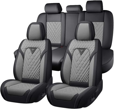 مجموعة أغطية مقاعد السيارة الكاملة لسيارة Hyundai Elantra 2001-2026، غطاء مقعد السيارة من جلد نابا المقاوم للماء مع رغوة الذاكرة، تغطية كاملة وحماية 360 درجة مجموعات أغطية مقاعد السيارة (5 مقاعد، بني وبيج) in Kuwait