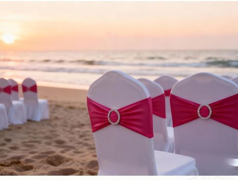 25 Pack White Folding Chair Covers with 25 Pack Gold Chair Sashes, White Chair Covers for Party, Gold Chair Chair Sashes for Wedding, 50 Pack White Folding Chair Cover Sets in Kuwait