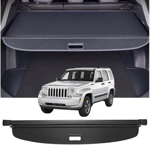 Retractable Cargo Cover Compatible with Jeep Liberty 2008-2013 Shield Security Shade Privacy Screen Tonneau Luggage Cargo Trunk Organizers (Carbon Fiber Texture) in Saudi Arabia