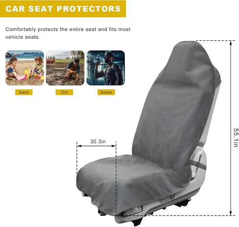 Car Towel Seat Cover, Waterproof Sweating Auto Front Seat Protective Cover, Non-Slip Washable Carseat Protector for Post Gym Workout Running Swimming, Car Accessories (Gray) in Saudi Arabia