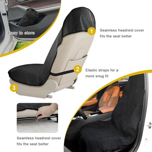 Car Towel Seat Cover, Waterproof Sweating Auto Front Seat Protective Cover, Non-Slip Washable Carseat Protector for Post Gym Workout Running Swimming, Car Accessories (Gray) in Saudi Arabia