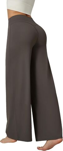 Dxyufazhe Women's Stretch High Waisted Wide Leg Yoga Pants Casual Loose Flare Athletic Leggings Sweatpants with Pockets in Kuwait