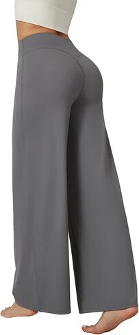 Dxyufazhe Women's Stretch High Waisted Wide Leg Yoga Pants Casual Loose Flare Athletic Leggings Sweatpants with Pockets in Saudi Arabia