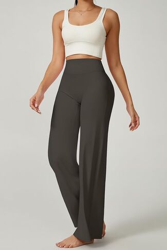 Dxyufazhe Women's Stretch High Waisted Wide Leg Yoga Pants Casual Loose Flare Athletic Leggings Sweatpants with Pockets in Saudi Arabia