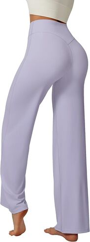 Dxyufazhe Women's Stretch High Waisted Wide Leg Yoga Pants Casual Loose Flare Athletic Leggings Sweatpants with Pockets in Saudi Arabia