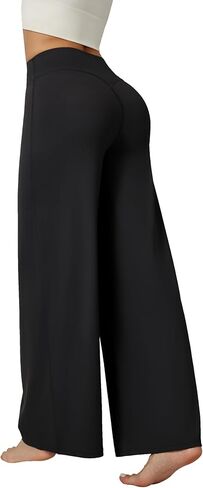 Dxyufazhe Women's Stretch High Waisted Wide Leg Yoga Pants Casual Loose Flare Athletic Leggings Sweatpants with Pockets in Saudi Arabia