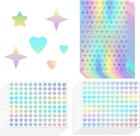 3600 قطعة من الملصقات الثلاثية الأبعاد على شكل قلب صغير على شكل نجمة، رقائق معدنية لامعة ذاتية اللصق صغيرة الحجم يمكنك صنعها بنفسك، ملصقات نجوم لامعة لتزيين المدرسة والمنزل والفصل الدراسي in Kuwait