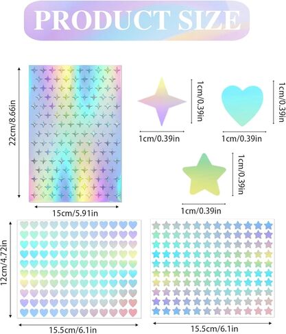 3600 قطعة من الملصقات الثلاثية الأبعاد على شكل قلب صغير على شكل نجمة، رقائق معدنية لامعة ذاتية اللصق صغيرة الحجم يمكنك صنعها بنفسك، ملصقات نجوم لامعة لتزيين المدرسة والمنزل والفصل الدراسي in Kuwait