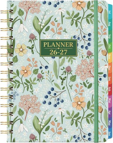 2026-2027 Academic Planner - Planner 2026-2027 from July 2026 - June 2027 with To-Do List, 6.3'' x 8.4'', Strong Twin-Wire Binding, Inner Pocket, Elastic Closure - Green in Saudi Arabia