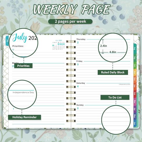 2026-2027 Academic Planner - Planner 2026-2027 from July 2026 - June 2027 with To-Do List, 6.3'' x 8.4'', Strong Twin-Wire Binding, Inner Pocket, Elastic Closure - Green in Saudi Arabia