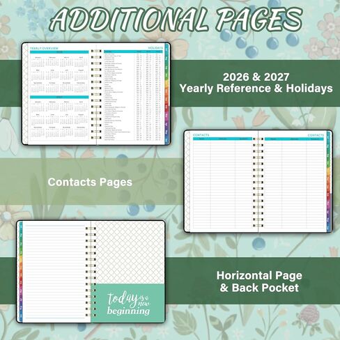 2026-2027 Academic Planner - Planner 2026-2027 from July 2026 - June 2027 with To-Do List, 6.3'' x 8.4'', Strong Twin-Wire Binding, Inner Pocket, Elastic Closure - Green in Saudi Arabia