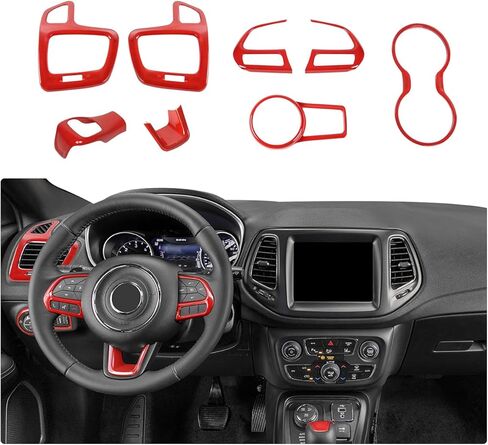 JeCar 8pcs Red Interior Trim Kit for 2017-2020 Jeep Compass Interior Accessories in Saudi Arabia