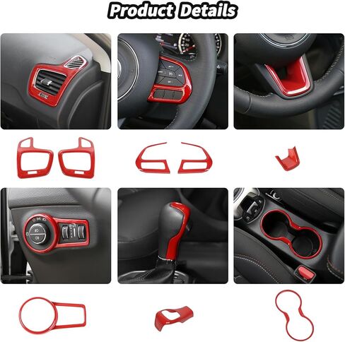 JeCar 8pcs Red Interior Trim Kit for 2017-2020 Jeep Compass Interior Accessories in Saudi Arabia