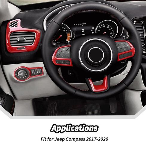JeCar 8pcs Red Interior Trim Kit for 2017-2020 Jeep Compass Interior Accessories in Saudi Arabia