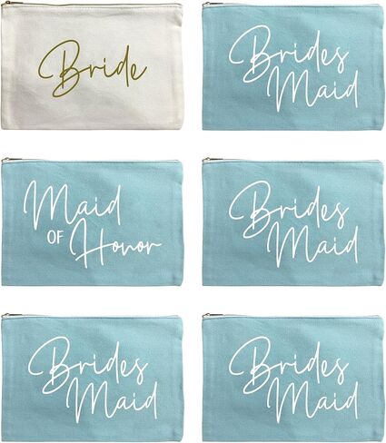 LADY&HOME Bridesmaid Makeup Bag Bride Vibe Team Bride Makeup Bag Wedding Party Cosmetic Bag Bridesmaid Proposal Gifts for Bridal Shower,Wedding,Bachelorette in Kuwait