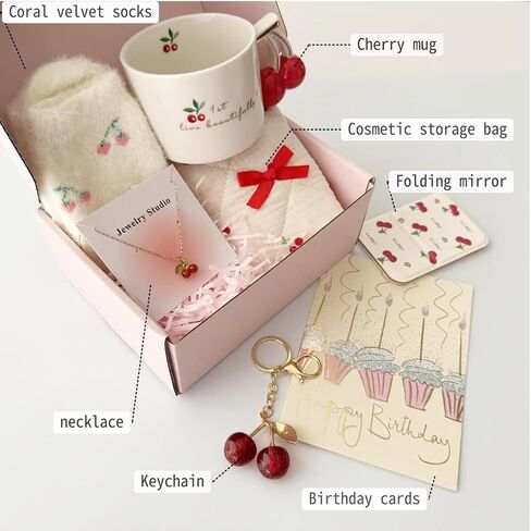 Best Friend Birthday Gifts.Birthday Gifts for Women,Girlfriend.Birthday Gifts for Bestie,teengirl,daughter,Cherry series gifts in Saudi Arabia