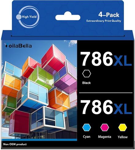 786XL Ink Cartridges High Yield Black Color Combo Pack Replacement for 786xl with Workforce WF-4630 WF-4640 WF-5110 WF-5190 WF-5620 WF-5690 Printer 4-Pack (Black/Cyan/Yellow/Magenta) in Saudi Arabia