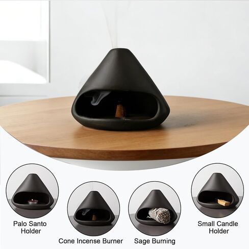 السيراميك بالو سانتو حامل البخور الموقد مع حامل الموقد السيراميك الصغيرة المصنوعة يدويا، لحرق المريمية، مخروط، ديكور المنزل العطري، صينية رماد السيراميك، والتأمل تخفيف القلق للنساء in Kuwait