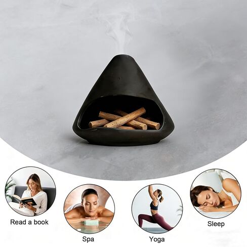 السيراميك بالو سانتو حامل البخور الموقد مع حامل الموقد السيراميك الصغيرة المصنوعة يدويا، لحرق المريمية، مخروط، ديكور المنزل العطري، صينية رماد السيراميك، والتأمل تخفيف القلق للنساء in Kuwait