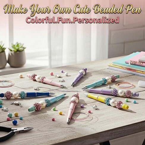 180 Pcs DIY Beadable Pen Kit – 60 Pens, 60 Refills & 60 Gift Bags – Beads Not Included – Multicolor Craft Supplies for Office, Teachers & DIY Projects in Kuwait