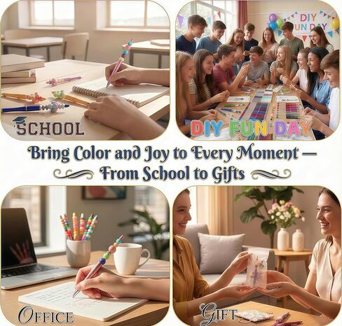 180 Pcs DIY Beadable Pen Kit – 60 Pens, 60 Refills & 60 Gift Bags – Beads Not Included – Multicolor Craft Supplies for Office, Teachers & DIY Projects in Kuwait