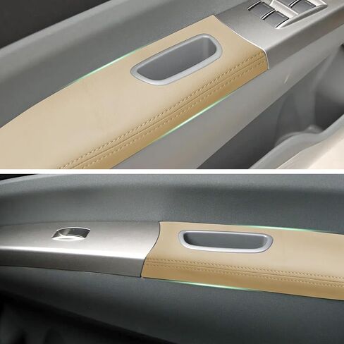 2PCS Front Door Panel Armrest Cover Replacement Compatible with Toyota Prius 2004-2009 Left and Right Leather Arm Rest Replaced Skin Upholstery Beige (Only Leather Part) in Kuwait