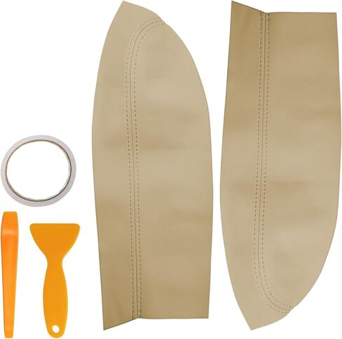 2PCS Front Door Panel Armrest Cover Replacement Compatible with Toyota Prius 2004-2009 Left and Right Leather Arm Rest Replaced Skin Upholstery Beige (Only Leather Part) in Kuwait