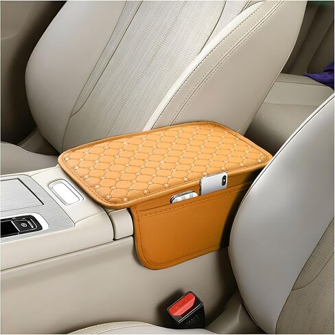 Bling Car Center Console Cover, Rhinestone Automotive Arm Rest Storage Box Pad with 2 Storage Pockets, Soft Elbow Vehicle Interior Middle Console Protection Cushion, Universal Fit (Black) in Saudi Arabia