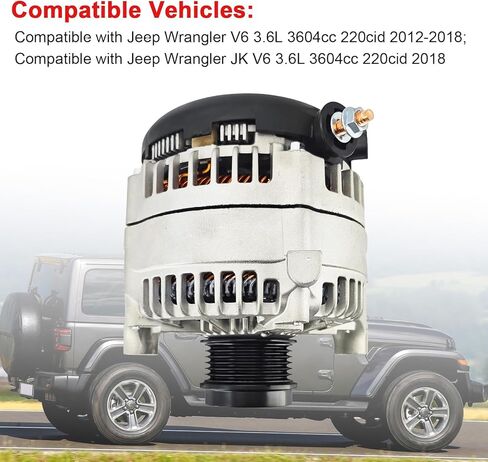 مولد كهربائي 421000-0810 300AMP متوافق مع جيب رانجلر/رانجلر JK 3.6L V6 2012-2018، استبدال مولد كهربائي عالي الإخراج #11584، 68078950AA in Kuwait