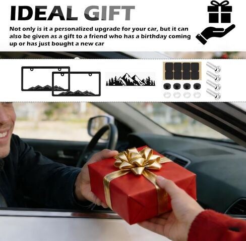 قطعتان من إطارات لوحة ترخيص الجبال المرتفعة مع ملصق سيارة جبلي، إطار لوحة ترخيص السيارة بفتحتين كديكور للسيارات، مجموعة إطارات لوحات السيارات الأنيقة تتضمن أغطية براغي/مسامير in Kuwait