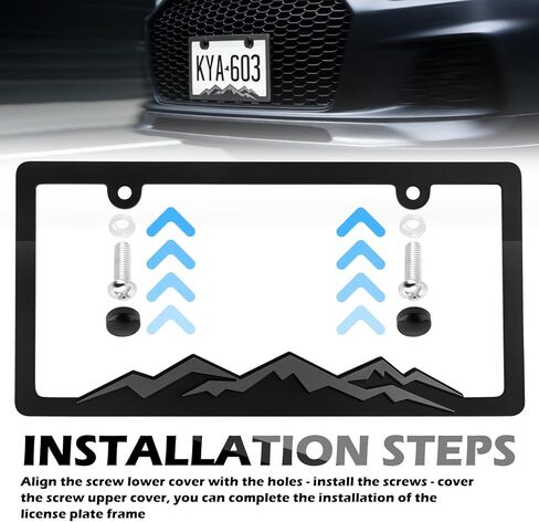 قطعتان من إطارات لوحة ترخيص الجبال المرتفعة مع ملصق سيارة جبلي، إطار لوحة ترخيص السيارة بفتحتين كديكور للسيارات، مجموعة إطارات لوحات السيارات الأنيقة تتضمن أغطية براغي/مسامير in Kuwait