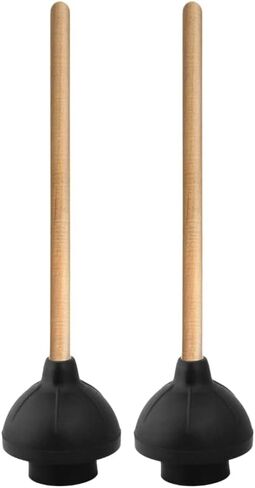 Superio Heavy Duty Plunger with 21 Inch Wooden Handle, Black Rubber - Classic Toilet Plunger, Heavy Duty, Double Thrust Force Cup, Rubber Toilet Plunger, Black Plunger in Saudi Arabia